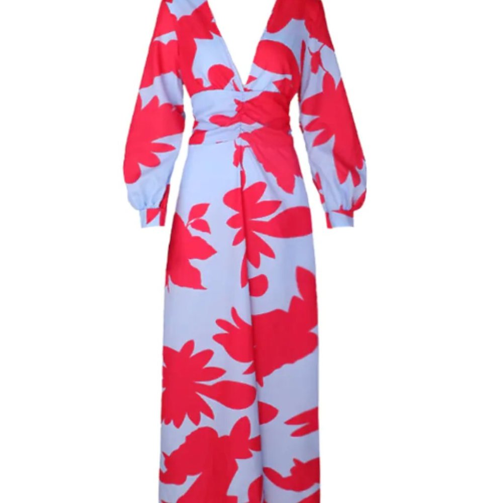 Red Floral Long Dress